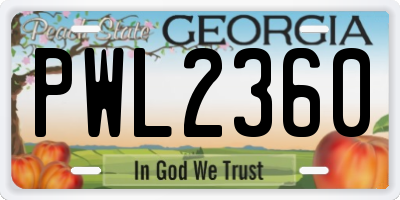 GA license plate PWL2360