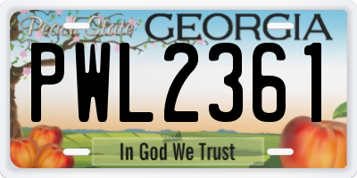 GA license plate PWL2361
