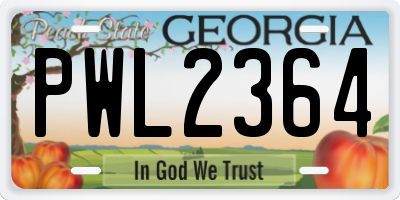 GA license plate PWL2364