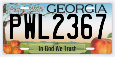 GA license plate PWL2367