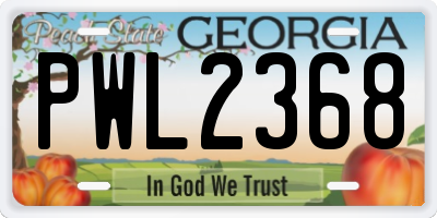 GA license plate PWL2368