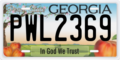 GA license plate PWL2369