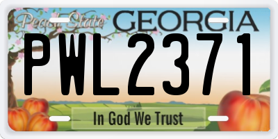 GA license plate PWL2371