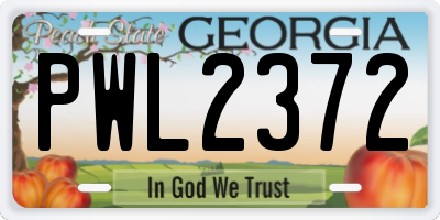 GA license plate PWL2372