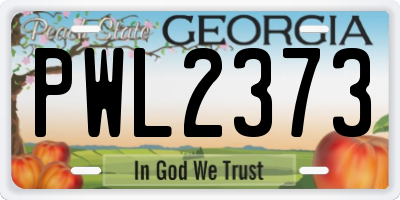 GA license plate PWL2373