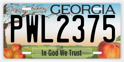 GA license plate PWL2375