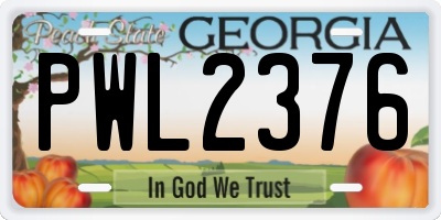 GA license plate PWL2376