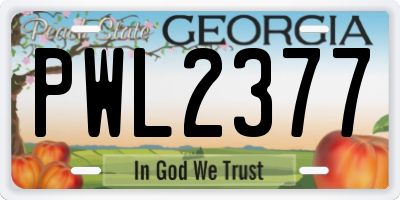 GA license plate PWL2377