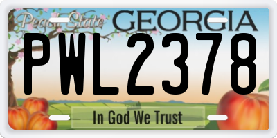 GA license plate PWL2378