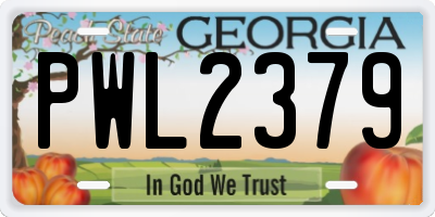 GA license plate PWL2379