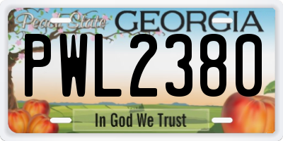 GA license plate PWL2380