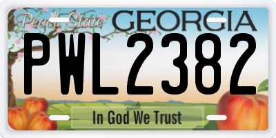GA license plate PWL2382