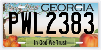 GA license plate PWL2383
