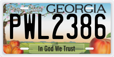 GA license plate PWL2386