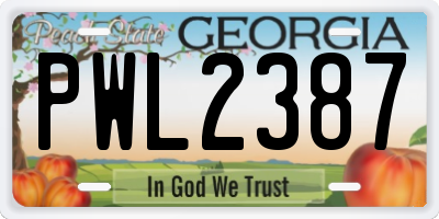GA license plate PWL2387