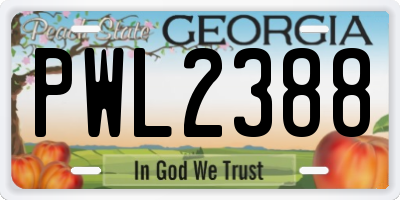 GA license plate PWL2388