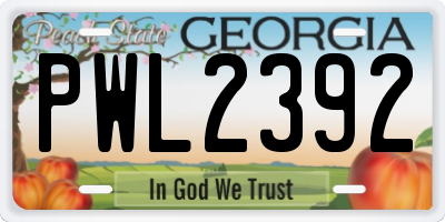 GA license plate PWL2392