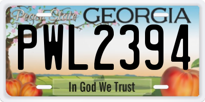 GA license plate PWL2394