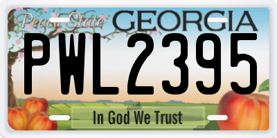 GA license plate PWL2395