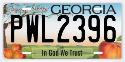 GA license plate PWL2396
