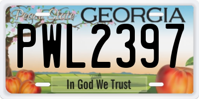 GA license plate PWL2397