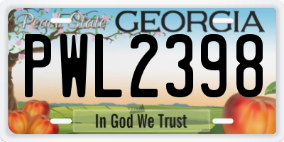 GA license plate PWL2398