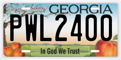 GA license plate PWL2400