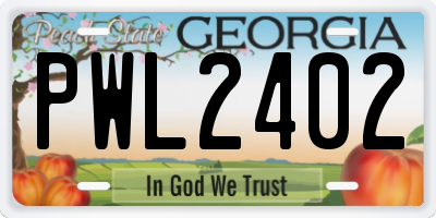 GA license plate PWL2402