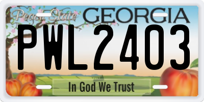 GA license plate PWL2403