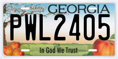GA license plate PWL2405