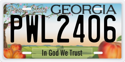GA license plate PWL2406