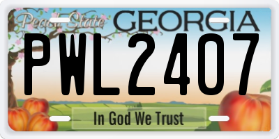 GA license plate PWL2407