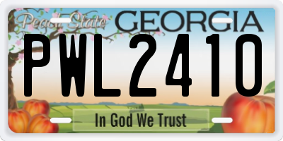 GA license plate PWL2410