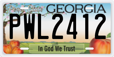 GA license plate PWL2412