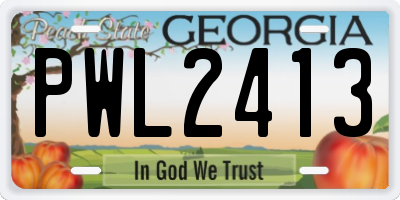 GA license plate PWL2413