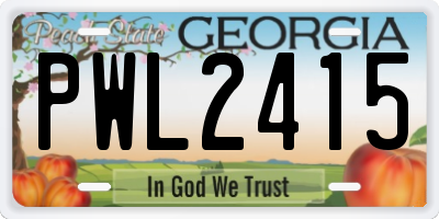GA license plate PWL2415