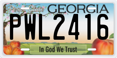 GA license plate PWL2416
