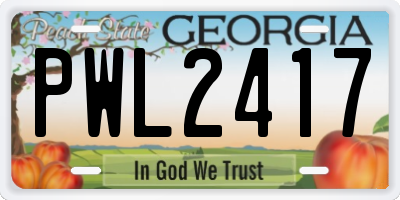 GA license plate PWL2417