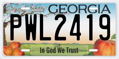 GA license plate PWL2419