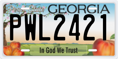 GA license plate PWL2421