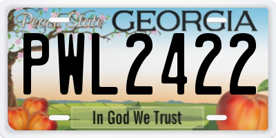 GA license plate PWL2422