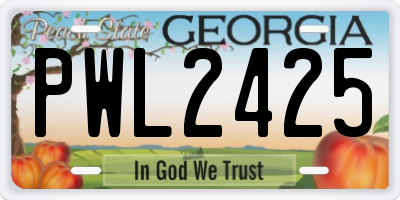 GA license plate PWL2425