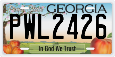 GA license plate PWL2426