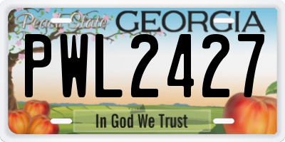 GA license plate PWL2427