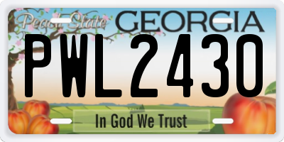 GA license plate PWL2430