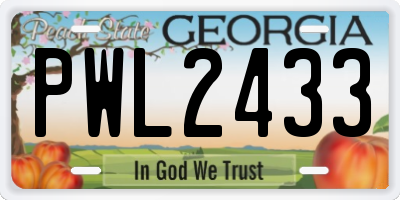 GA license plate PWL2433