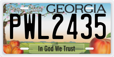 GA license plate PWL2435