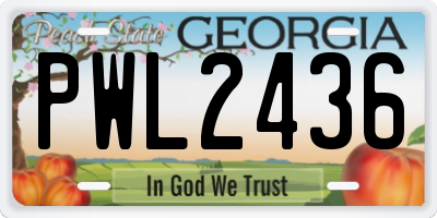 GA license plate PWL2436