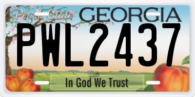 GA license plate PWL2437