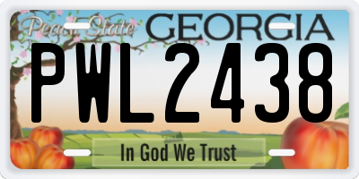 GA license plate PWL2438